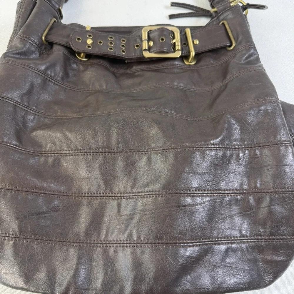 Brown Leather Hobo Bag Purse Large Handbag‎ Gold Hardware Boho Hippie Peasant